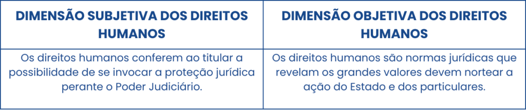 DIMENSÃO OBJETIVA E DIMENSÃO SUBJETIVA DOS DIREITOS HUMANOS